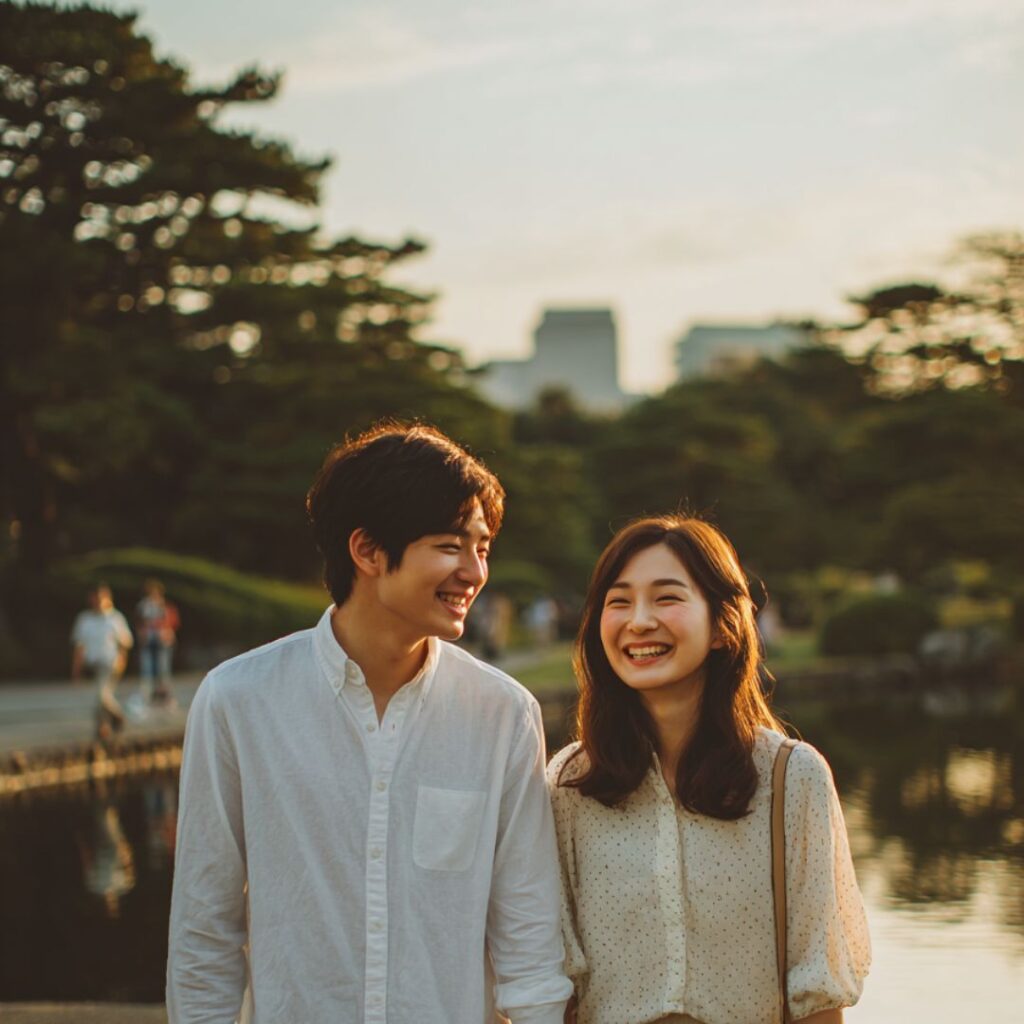 デートをする男女の画像